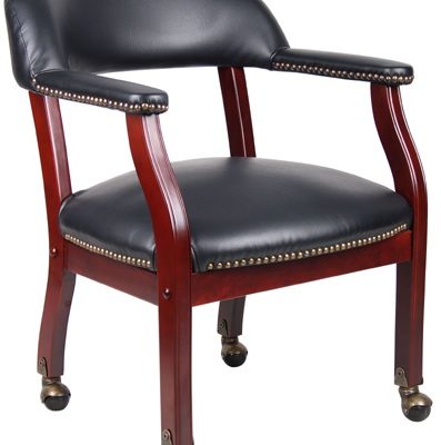 Capt Chair w/ Casters Mahogany-Black