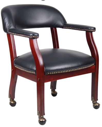 Capt Chair w/ Casters Mahogany-Black