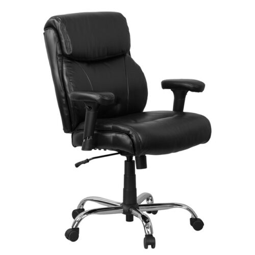 Big & tall black leather executive chair