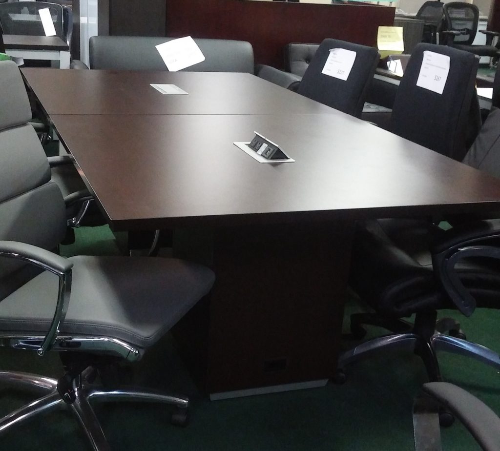 8' Rectangular conference table with cube base Espresso - Mad Man Mund