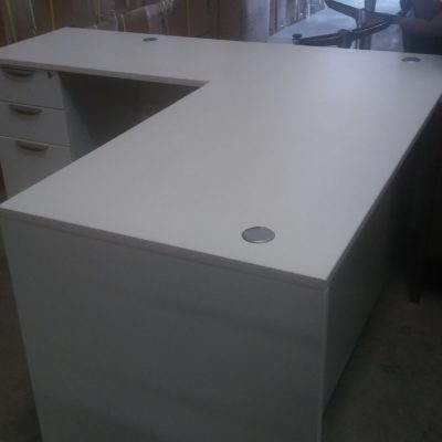 WHITE LAMINATE 5'6" x 6' L-SHAPE DESK