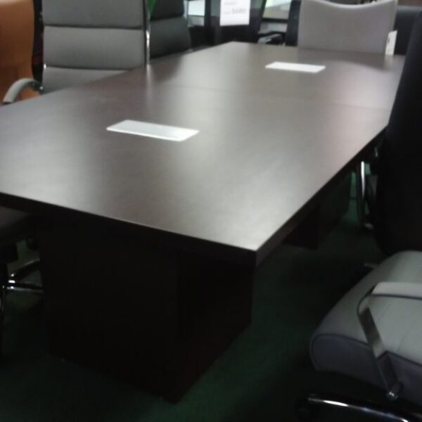 NPL 8' rectangular conference table with cube base espresso