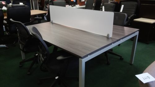 Benching workstation with acrylic divider Gray laminate