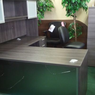 L-shape desk acrylic front