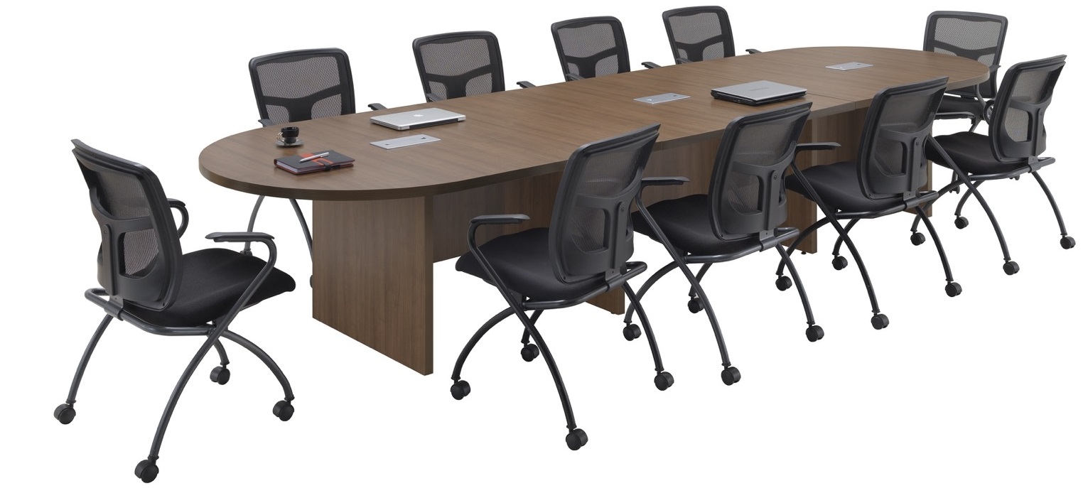 14' oval conference table walnut laminate