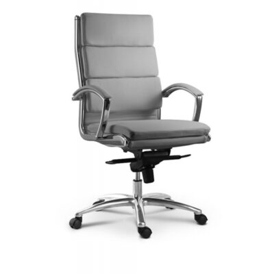 High back executive chair gray leather