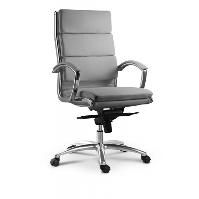 High back executive chair gray leather