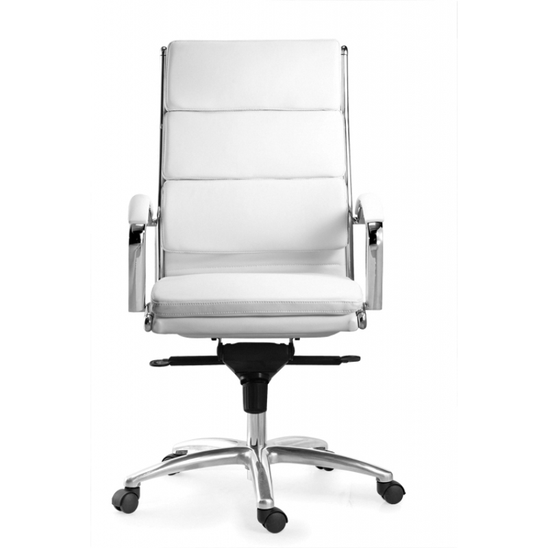 High back executive chair white leather