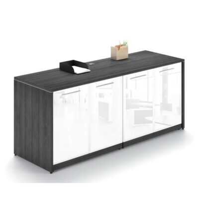 4 door credenza with glass doors gray