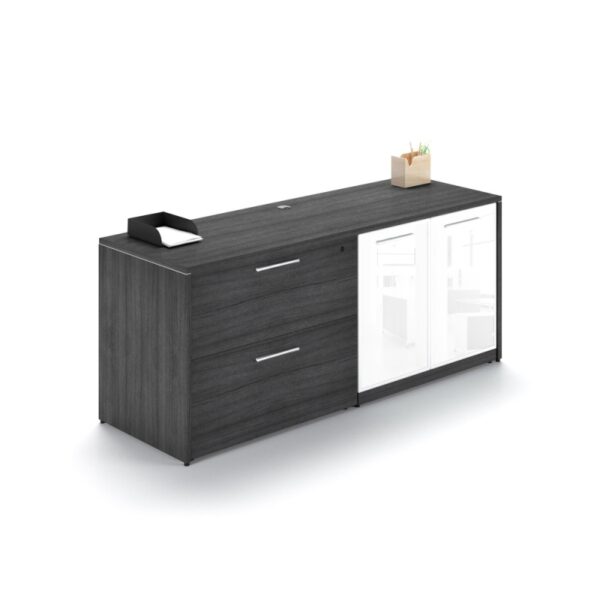 CD 6' lateral file-glass door storage credenza gray