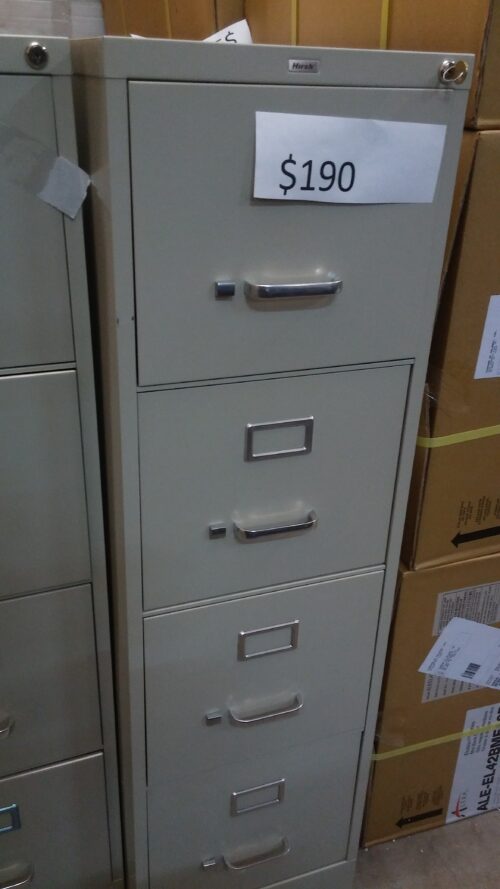 Used 4-drawer locking letter file putty