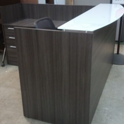 Reception L with glass transaction counter gray