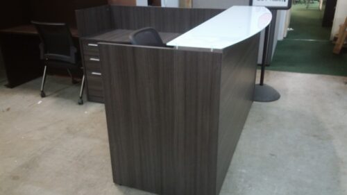Reception L with glass transaction counter gray