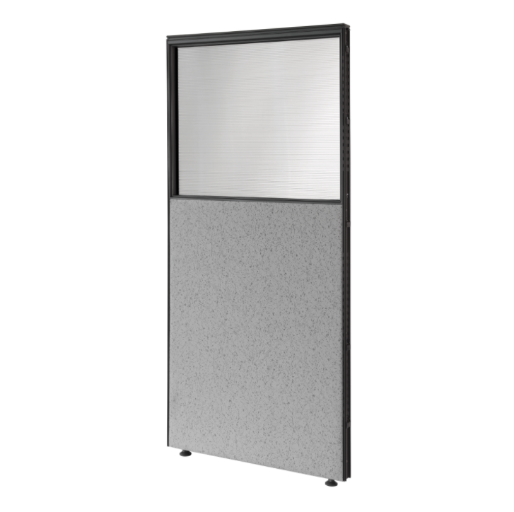 Office Panel 66h x 30w fabric/glass charcoal/pewter frame