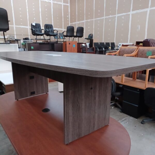 Used 8' boat shape conference table gray