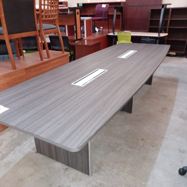 Floor model 12' Boat conference table gray