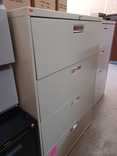 Used HON 4 drawer lateral file putty