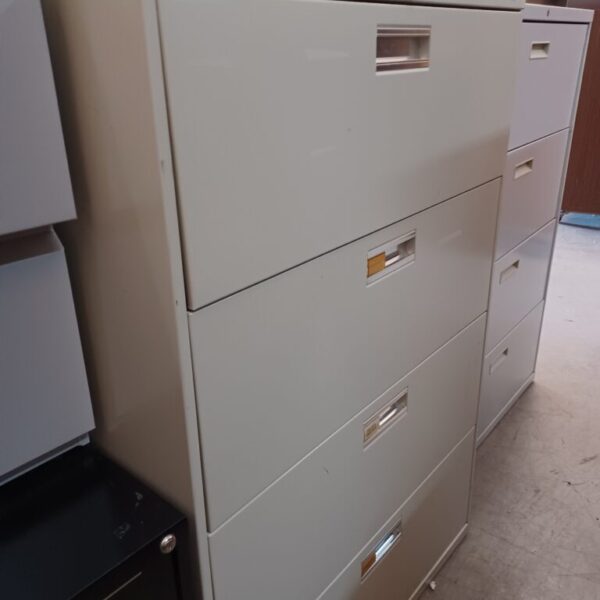 Used HON 4 drawer lateral file putty
