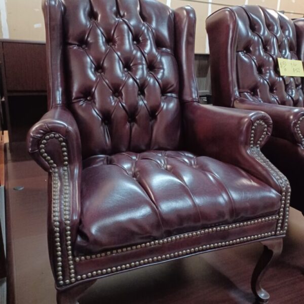 Used wing back guest chair mahogany oxblood