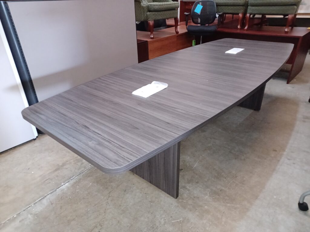 10' Boat shape conference table gray Mad Man Mund
