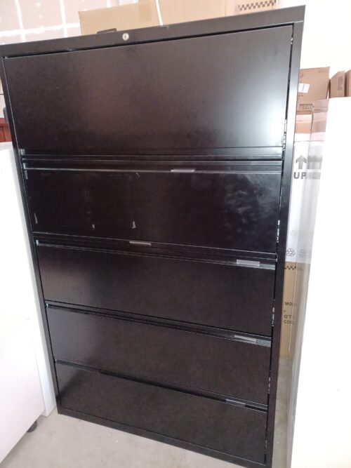 Used 42"w 5 drawer lateral file black