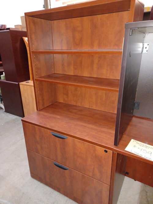 Used 2-drawer lateral file and hutch cherry laminate