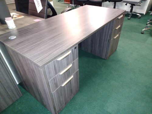 Used double pedestal desk gray