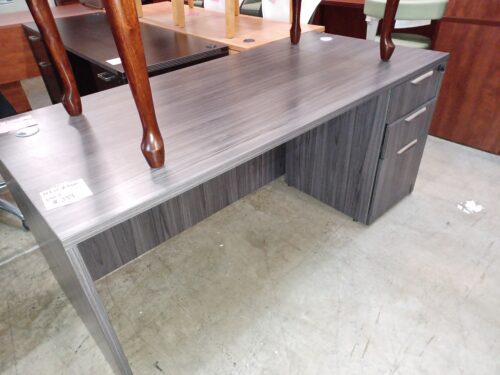 Used single pedestal desk gray