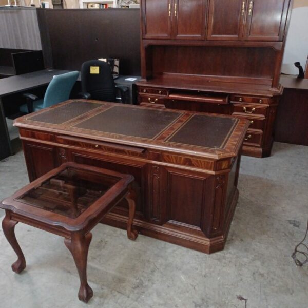 Used desk credenza & hutch mahogany 
