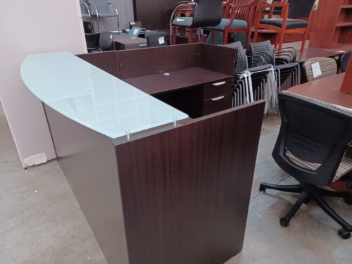 Used Bow Front Glass Reception L Espresso