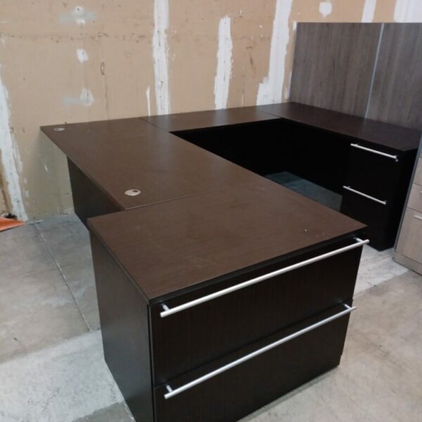 Used executive small U 66" X 96" & lateral file espresso 