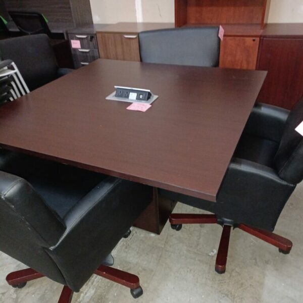 Used 4' cube base table with power grommet espresso