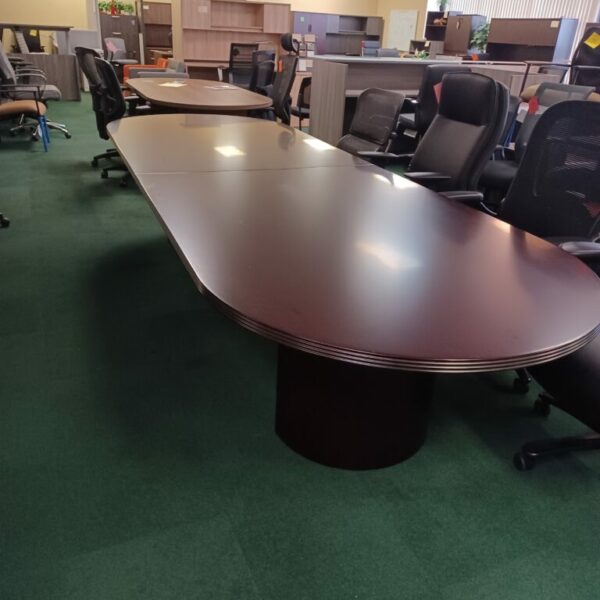 Wood veneer 12' oval conference table mahogany